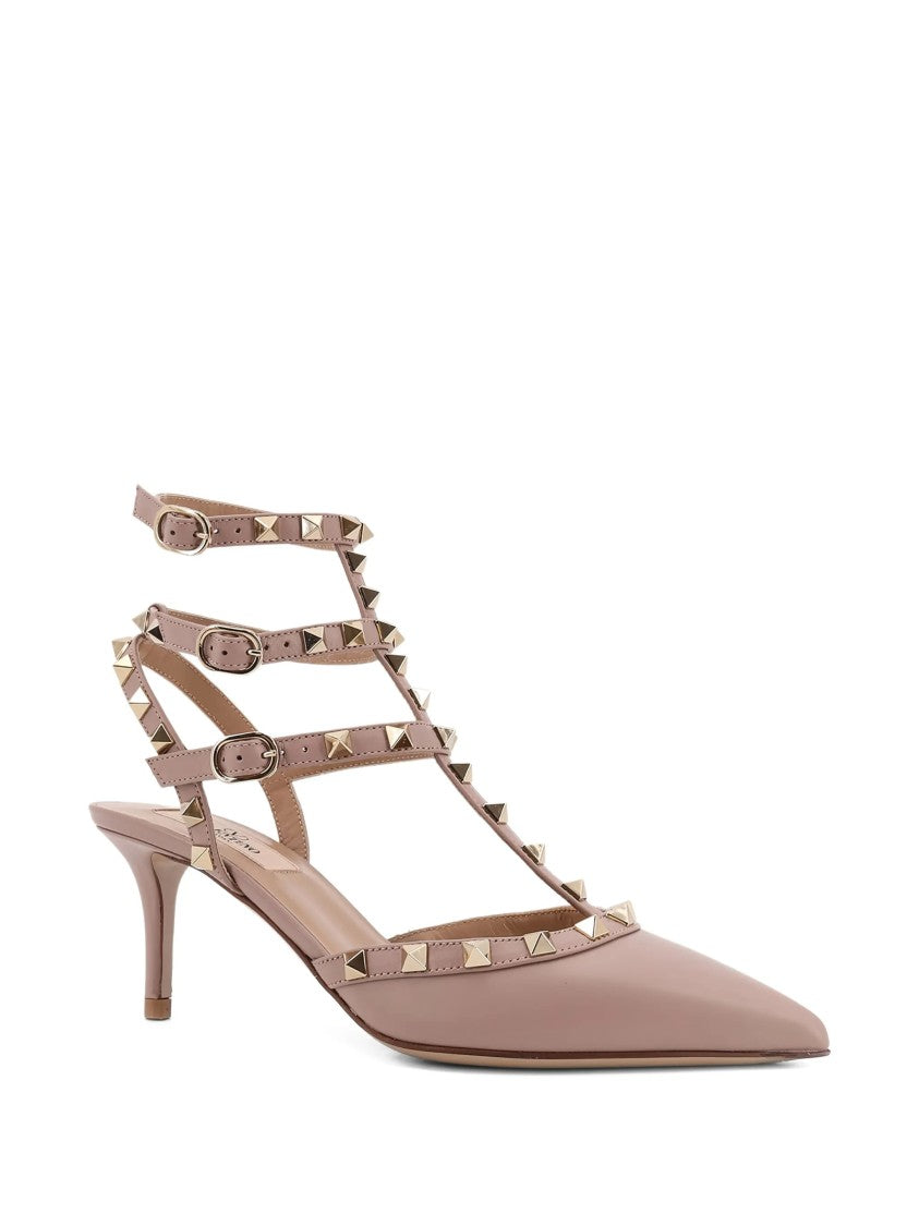 Valentino Pointed-Toe Leather Pump With Pyramid Studs And Adjustable Straps