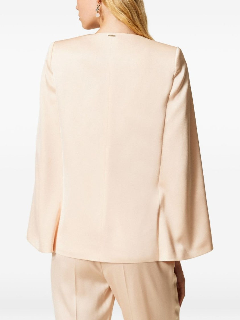 Twin-Set Parchment Beige Satin Cape Jacket