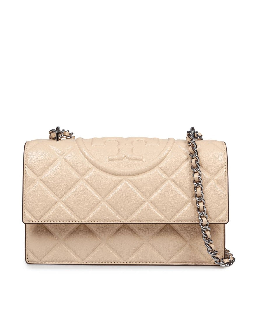 Tory Burch Fleming Small Leather Crossbody Bag Color Vanilla