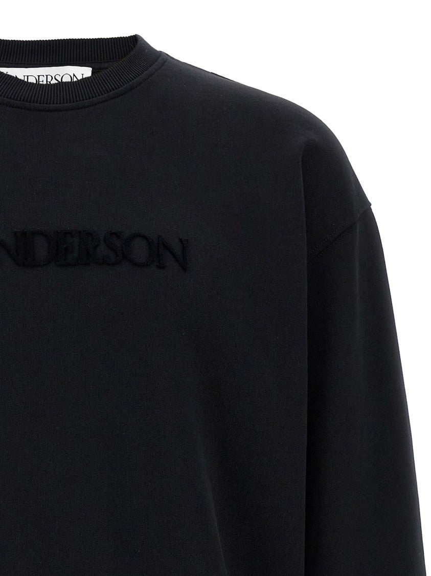 J. W. Anderson Black Long-Sleeve Relaxed Fit Pullover With Embossed Logo