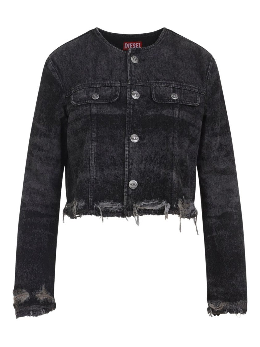 Diesel Cropped Jacket With Distressed Hem