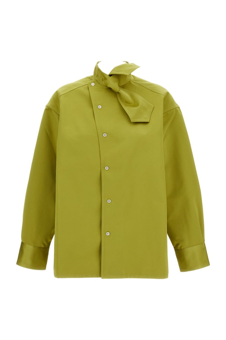 Plan C Asymmetric Scarf-Collar Duchesse Shirt