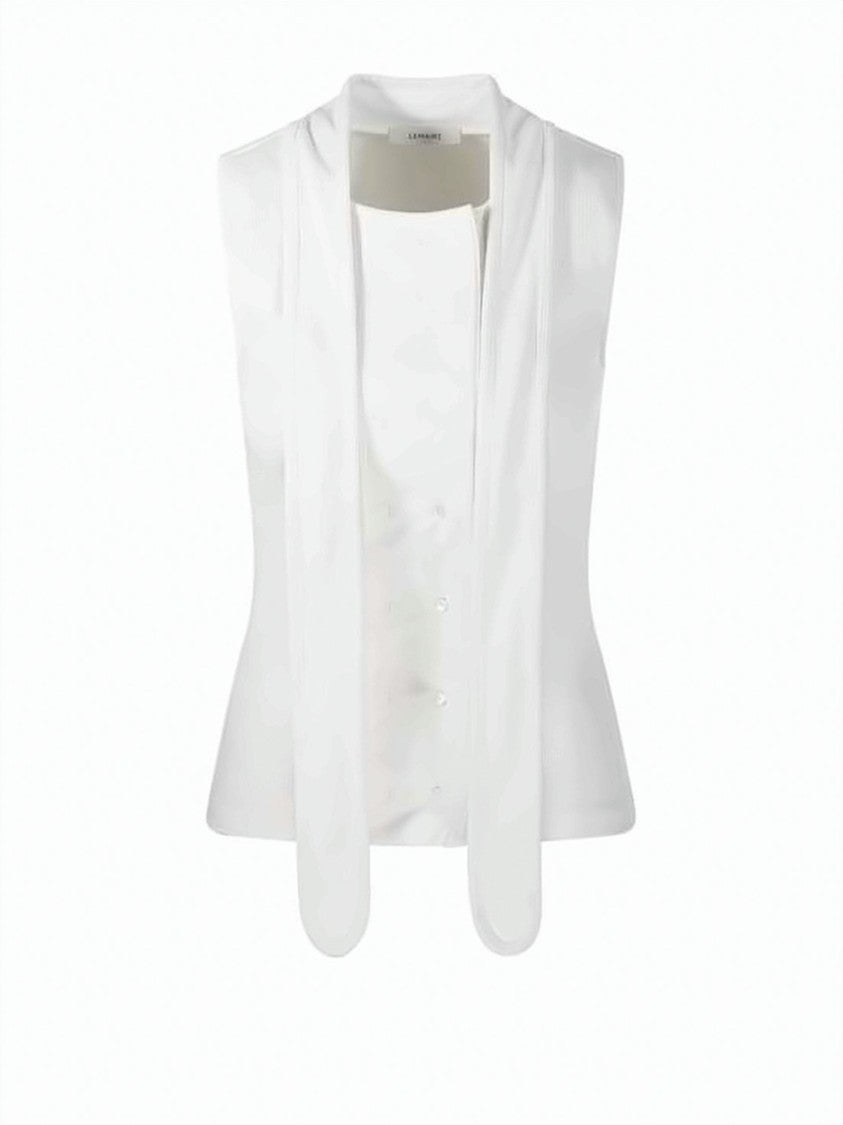 Lemaire Sleeveless White Top With Flared Hem