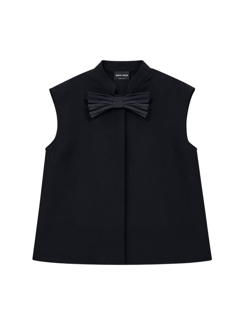Giorgio Armani Silk Cady Mandarin Collar Shirt