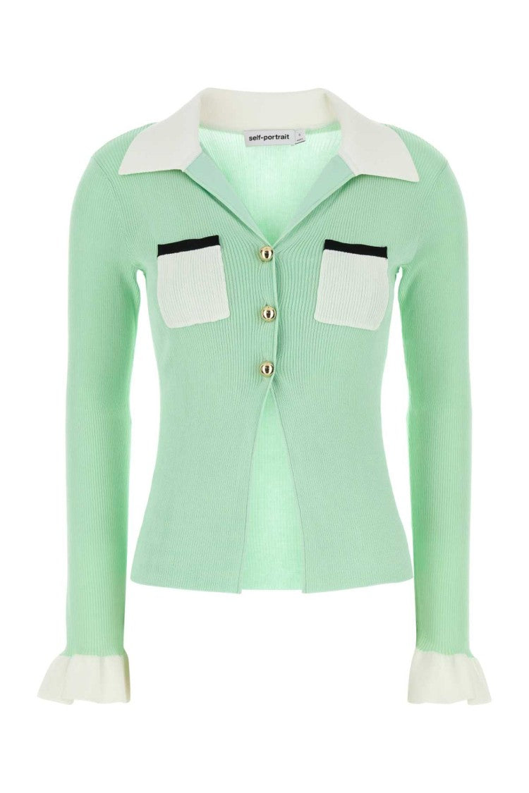 Self-Portrait Green Viscose Blend Cardigan