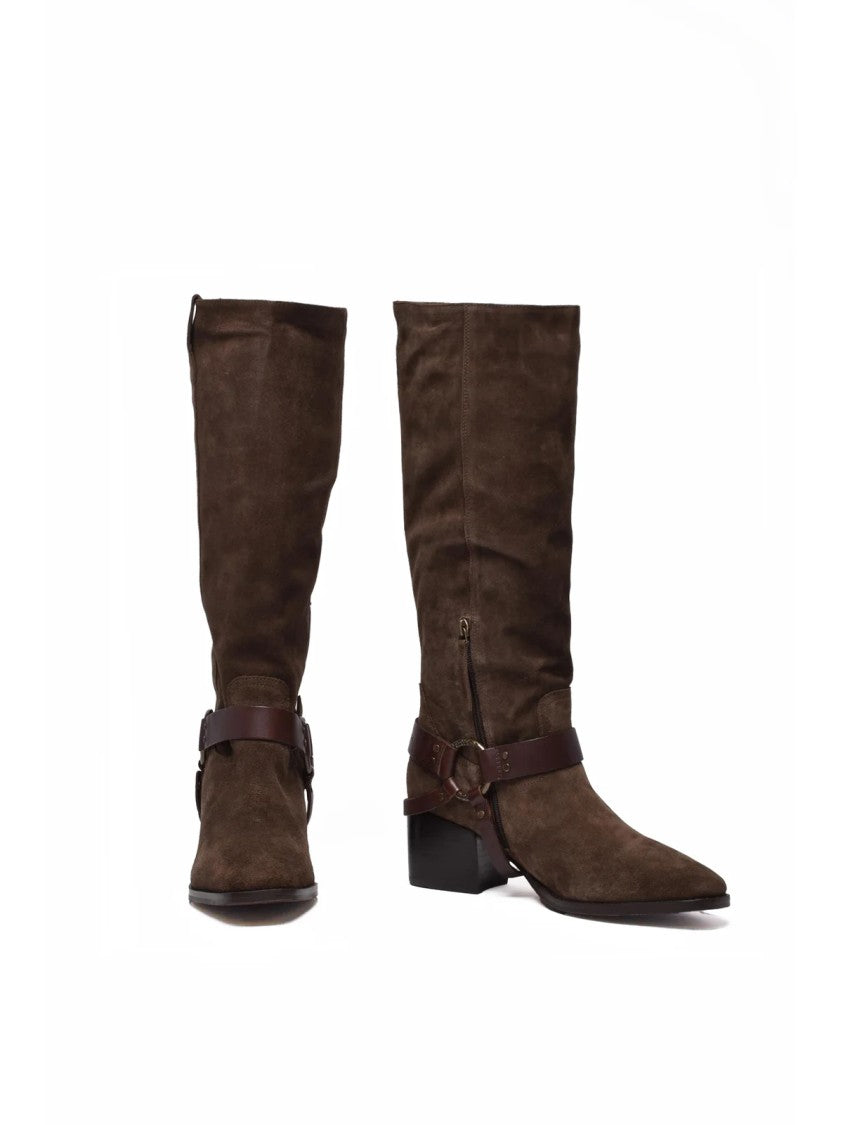 Janet & Janet Brown Suede Buckle Boots