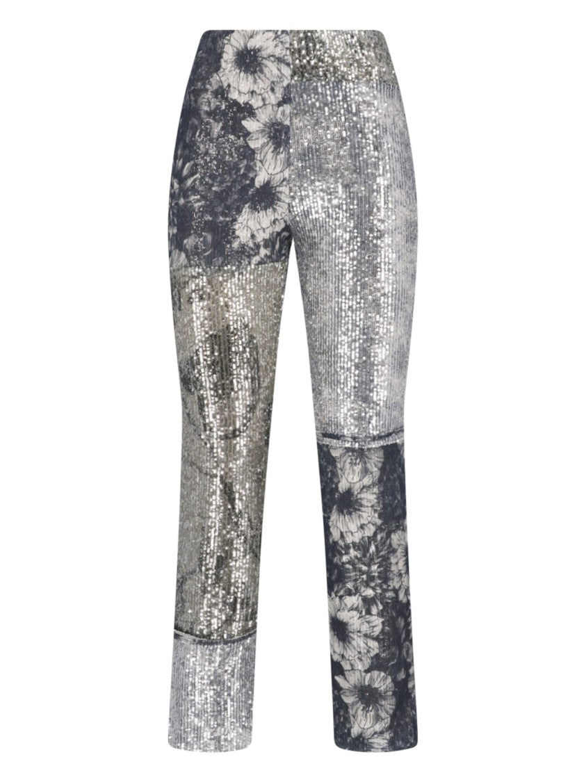 Maison Margiela Monochrome Patchwork Floral Sequin Trousers