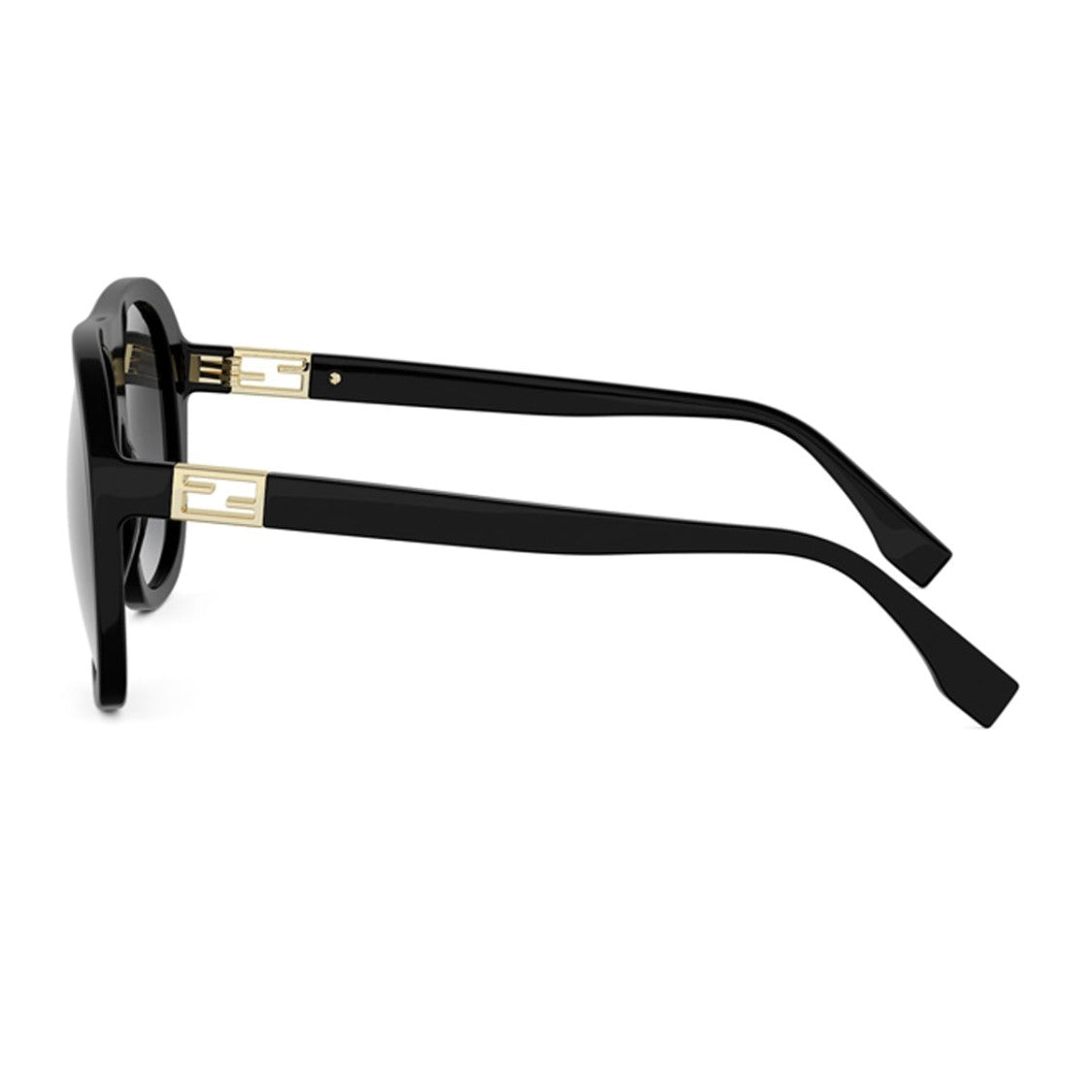 Fendi Black Tube Oversized Aviator Acetate Sunglasses