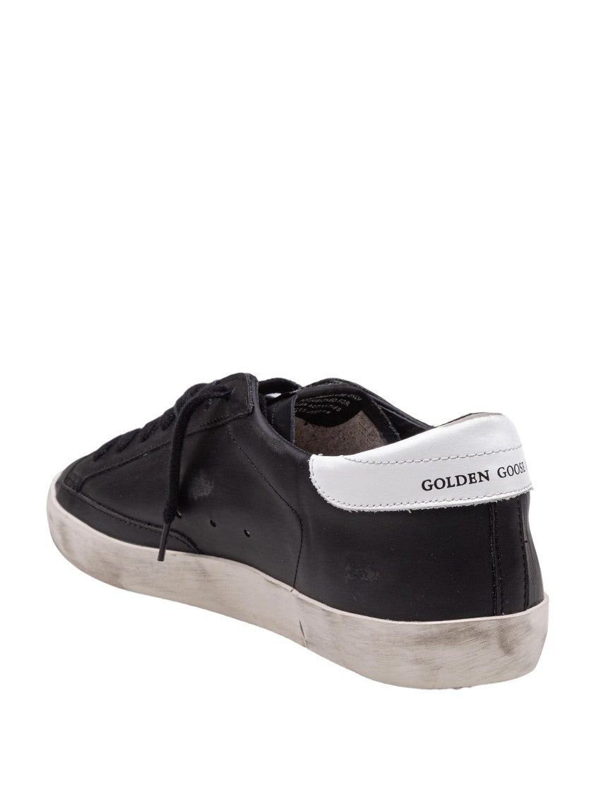 Golden Goose Black Leather Sneakers With White Accents