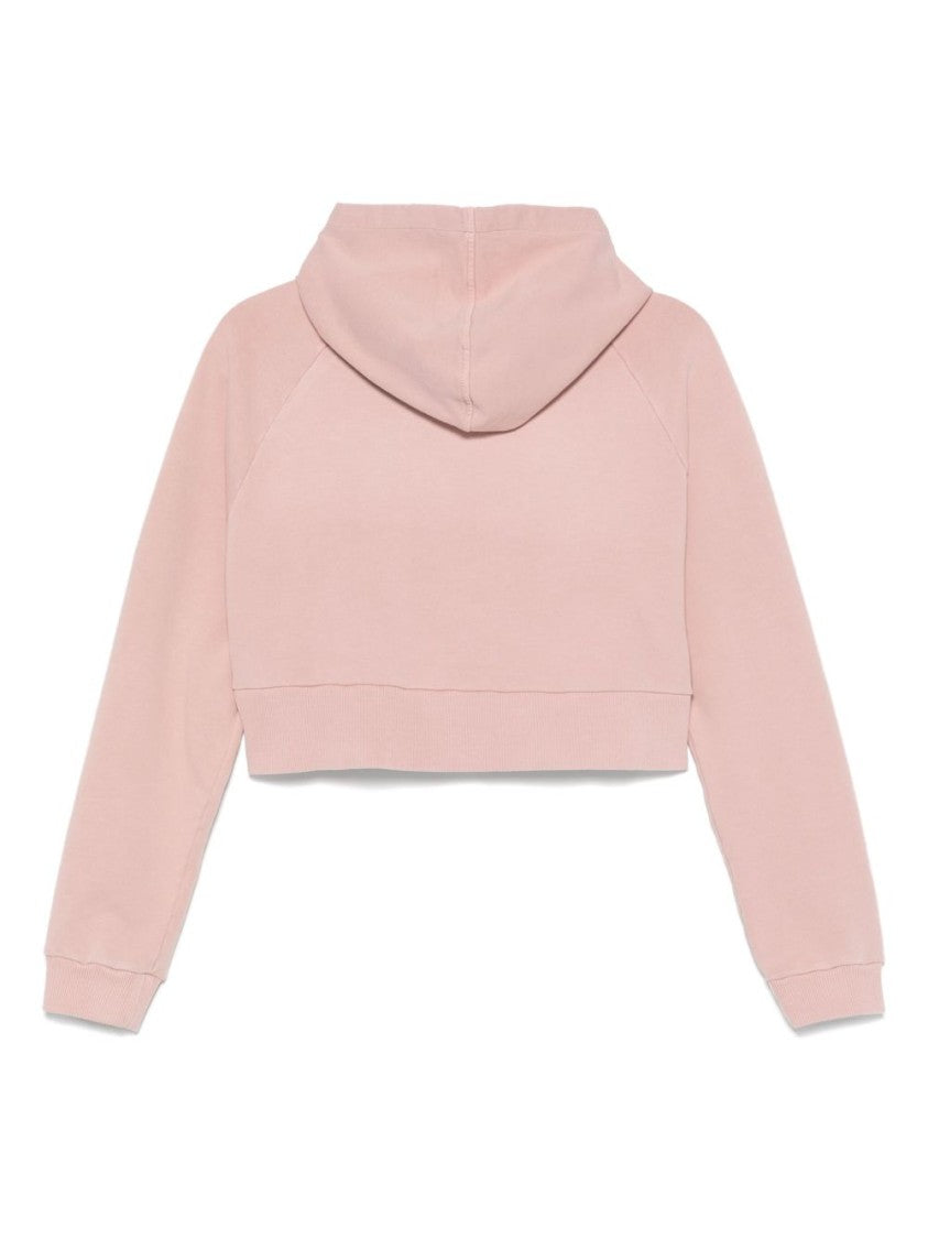 Dondup Cropped Hoodie With Wide Neckline And Raglan Sleeves