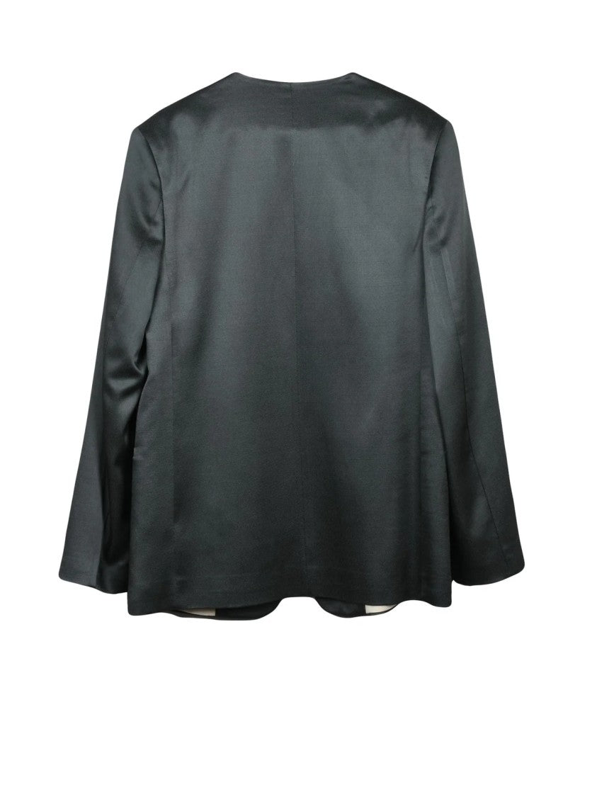 Alysi Grey Viscose-Blend Open Satin Jacket
