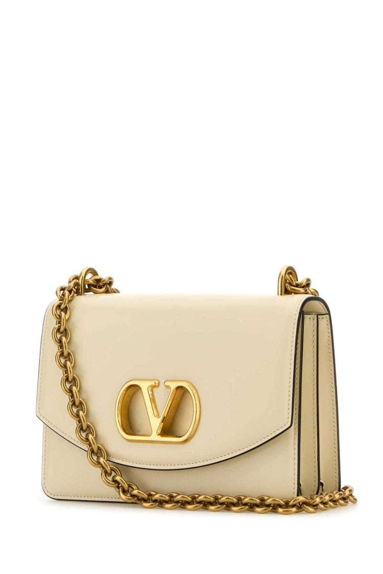 Valentino Garavani Ivory Leather Vlogo Signature Shoulder Bag