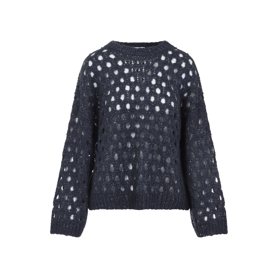 Brunello Cucinelli Blue Openwork Mohair Pullover