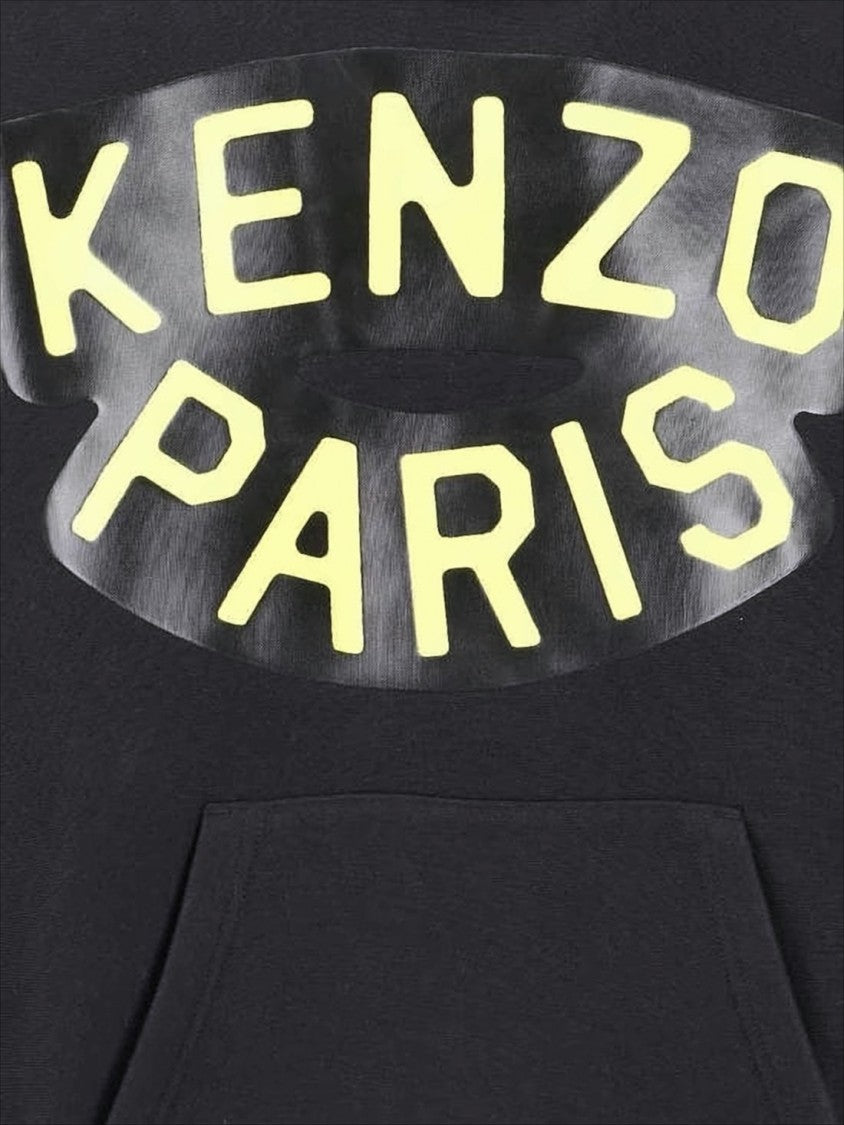 Kenzo Bold Logo Patch Black Cotton Hoodie