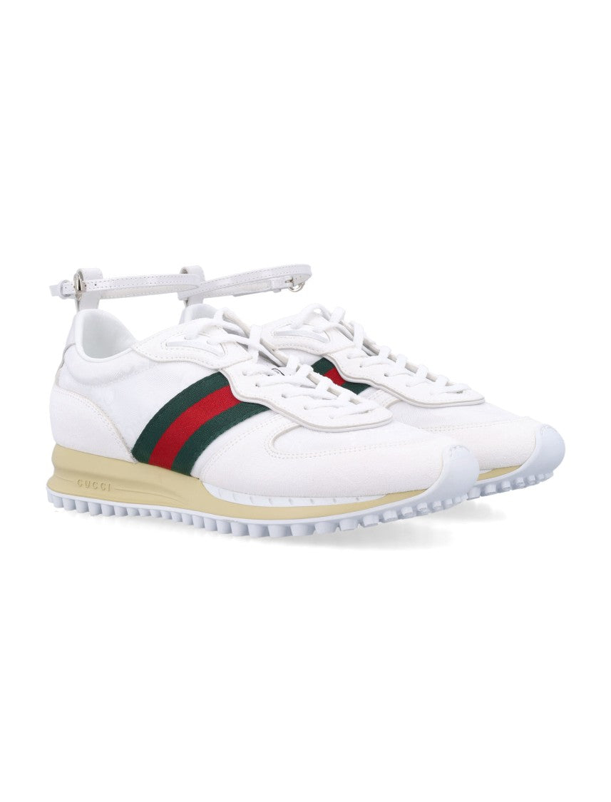 Gucci Nora White Leather Ankle Strap Sneakers