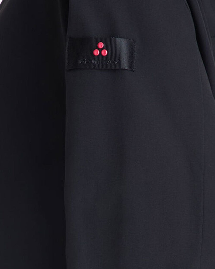Peuterey Soft-Fit Black Technical Nylon Jacket With Drawstring Hood And Flap Pockets