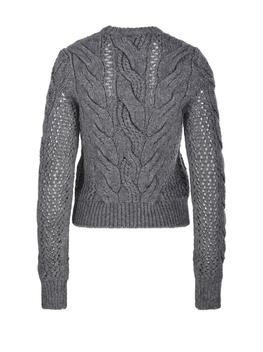 Max Mara Textured Cable Knit Sweater With Cropped Silhouette