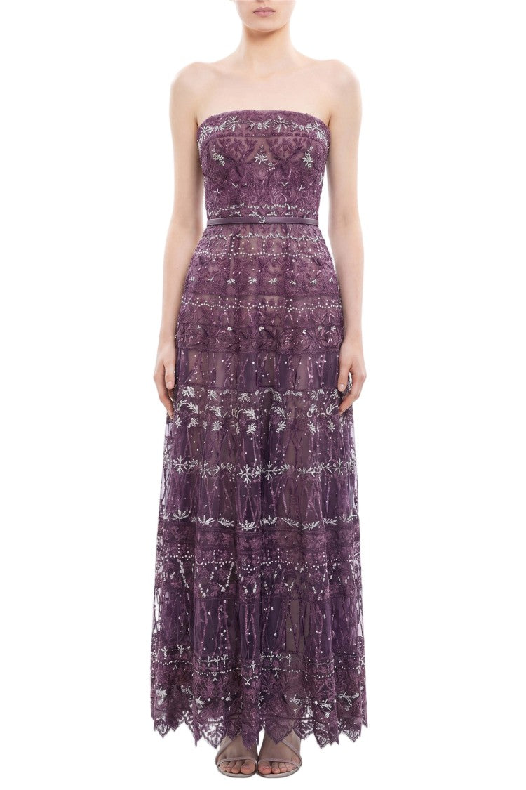 Saiid Kobeisy Strapless Beaded Tulle Dress