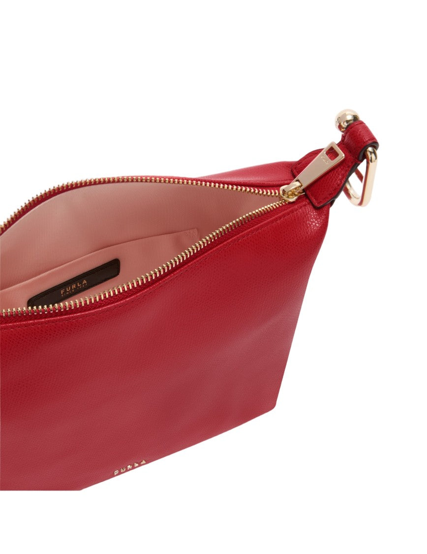 Furla Tonie Mini Hobo Bag In Red Leather
