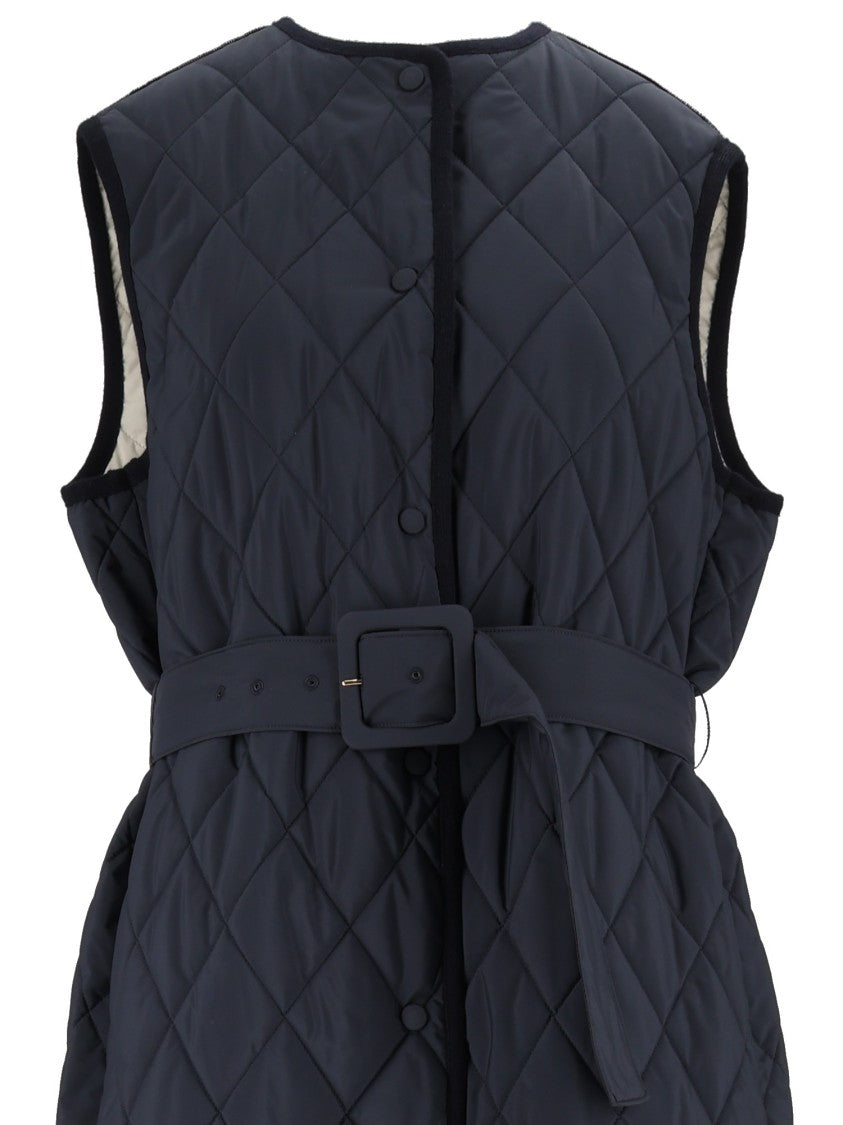 Fabiana Filippi Night Blue Quilted Nylon Belted Vest