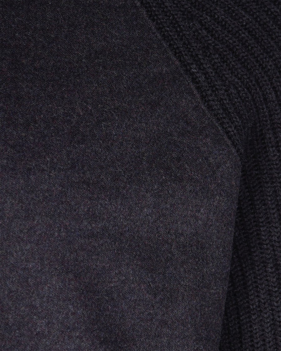 Eleventy Wool Jacket With High Collar And Ribbed Details