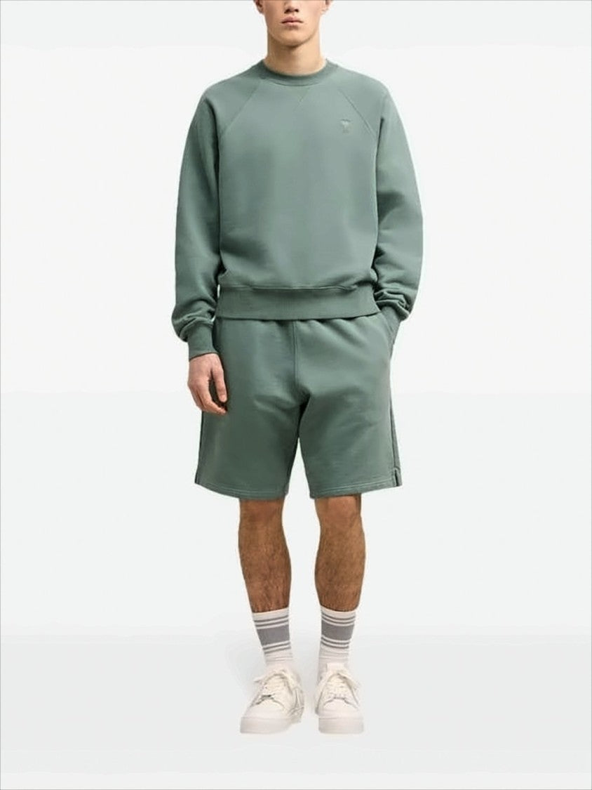 Ami Paris Relaxed Fit Long-Sleeve Crewneck Sweatshirt With Tonal Embroidery