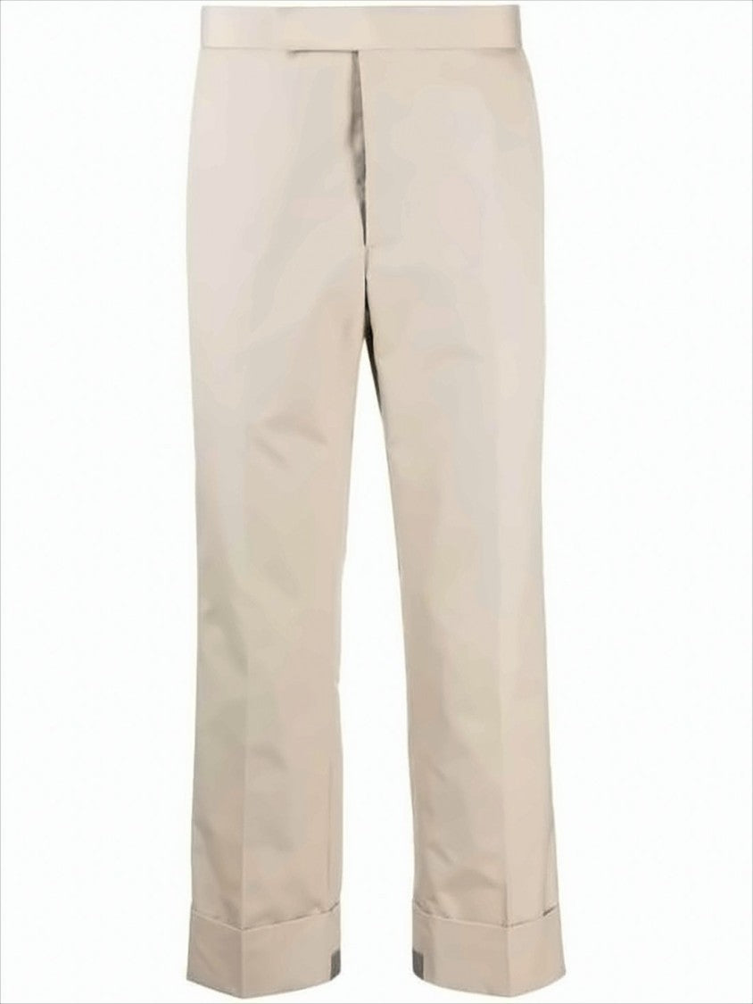 Thom Browne Tailored Straight-Leg Pants With Cuffed Hem