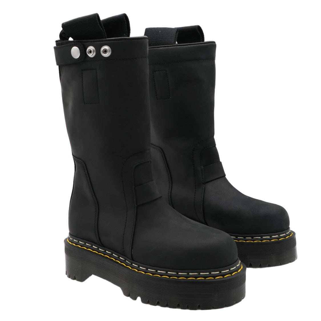 Dr. Martens X Rick Owens Matte Black Silver Snap Platform Boots