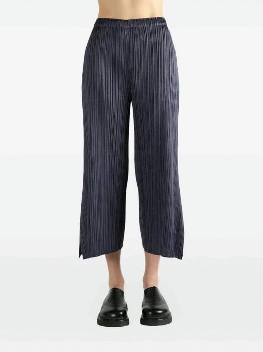 Pleats Please Wide-Leg Cropped Training Pants In Pleated Fabric