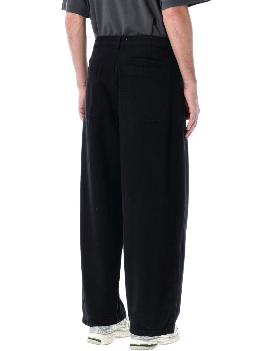 Ymc Wide Leg Denim Jeans With Logo Button
