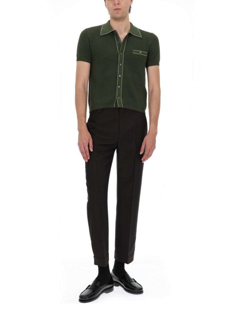 Versace Short-Sleeved Cropped Knit Shirt