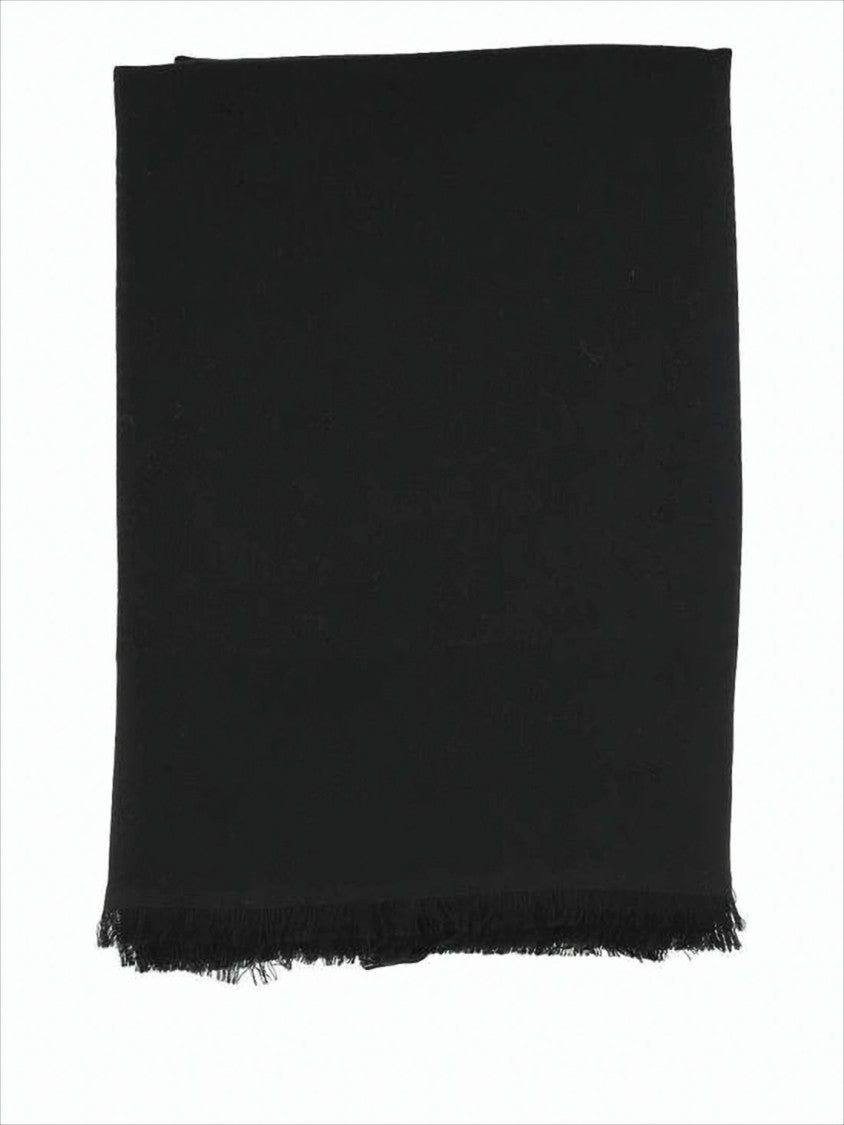 Gucci Fringed Black Wool-Silk Blend Scarf