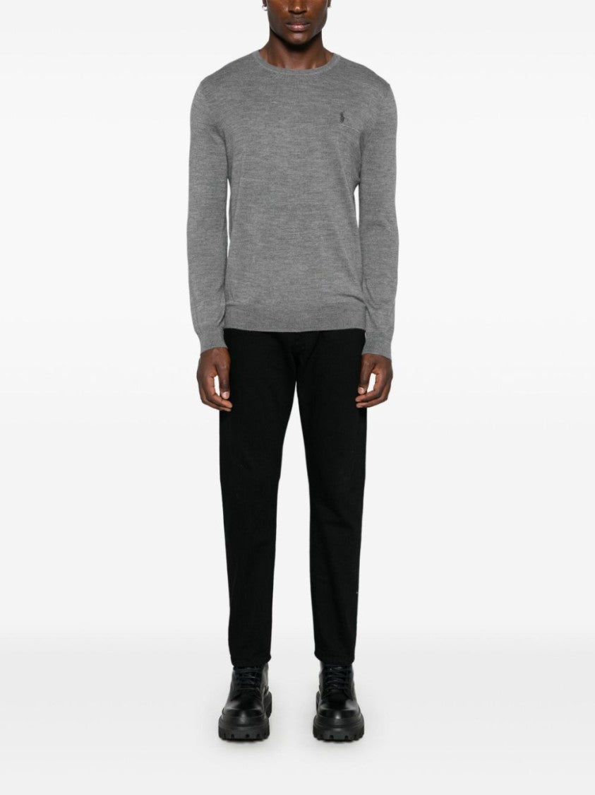 Polo Ralph Lauren Medium Grey Mélange Wool Sweater