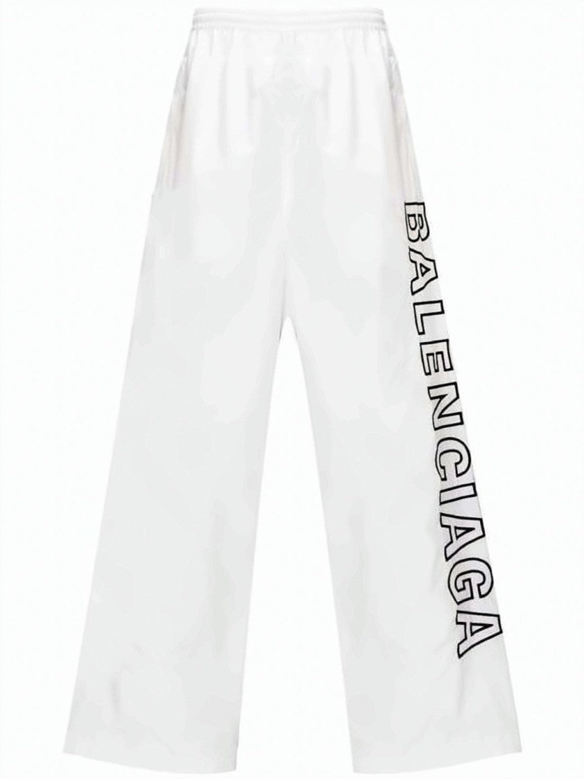 Balenciaga Wide-Leg Training Pants With Vertical Logo Print