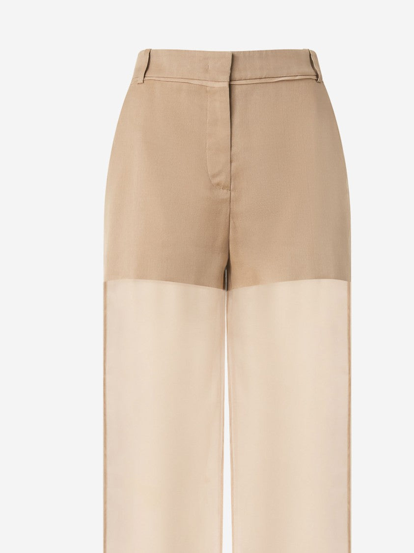 Pinko Transparency Pants In Linen And Organza