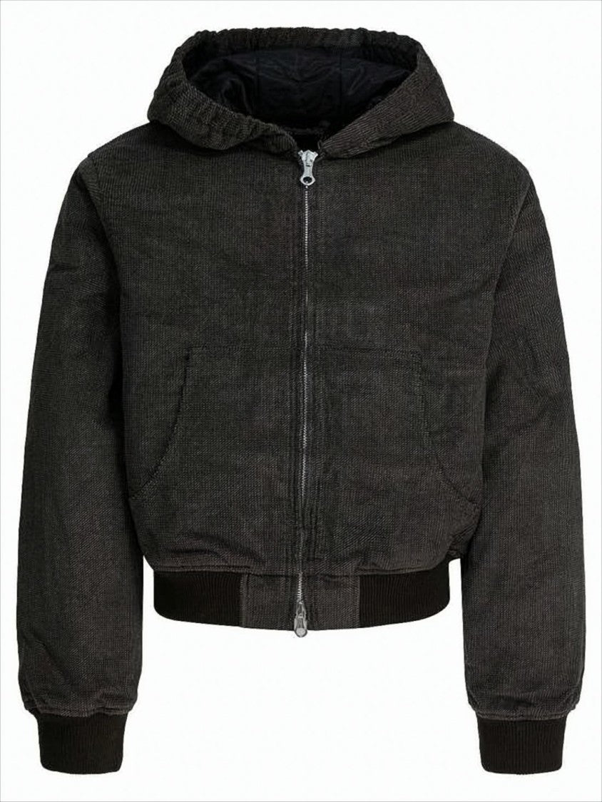 Our Legacy Textured Black Denim Jacket With Quilted Lining