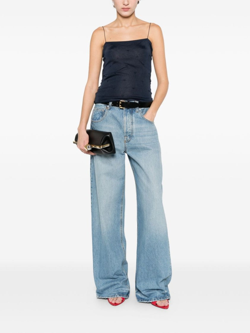 Jacquemus Blue Polka Dot Spaghetti Strap Top
