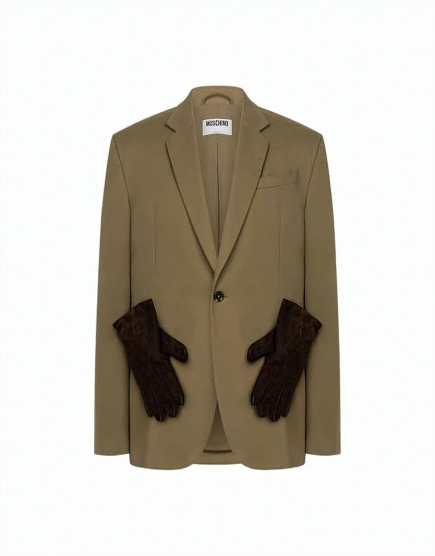 Moschino Single-Button Brown Suit Jacket