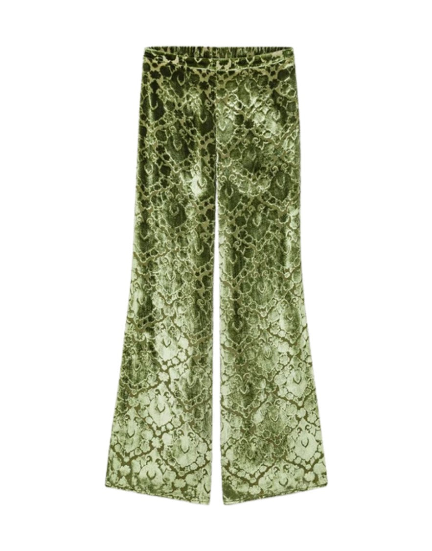 Forte Forte Leaf Green Floral Viscose-Blend Straight-Leg Pants