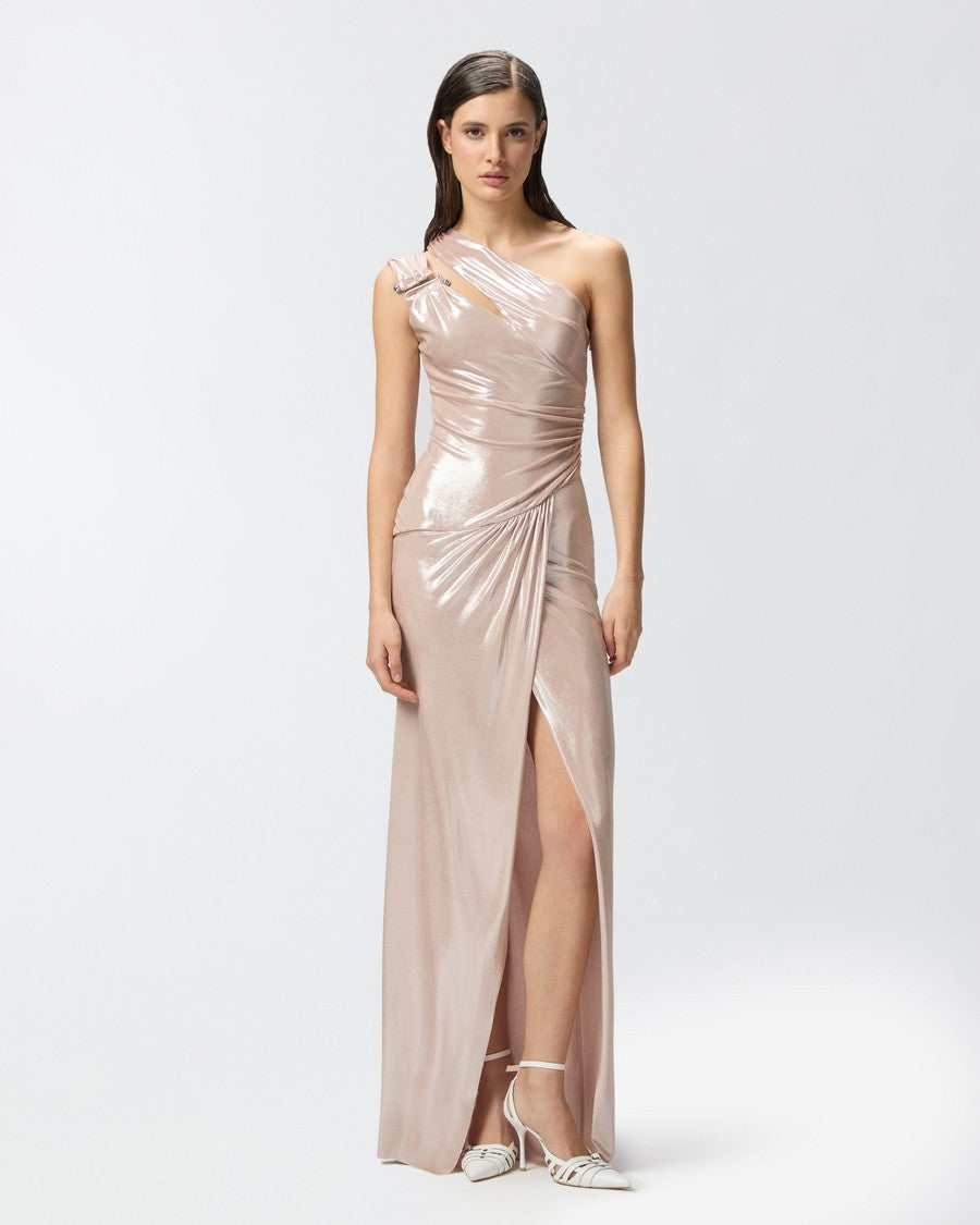 Pinko One-Shoulder Draped Dress With Side Slit