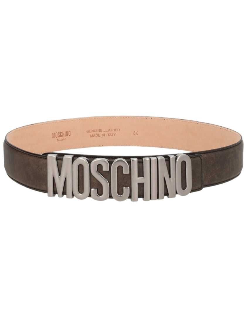 Moschino Dark Brown Smooth Leather Belt