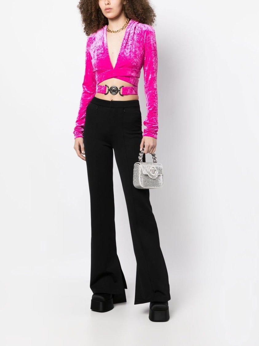 Versace Crossover Velvet-Finish Top