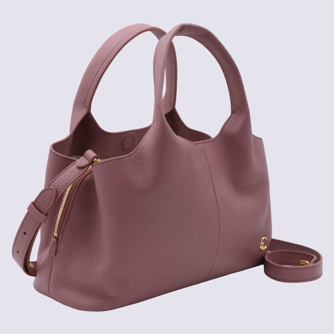 Coccinelle Structured Pebbled Handbag With Gold-Tone Logo Emblem