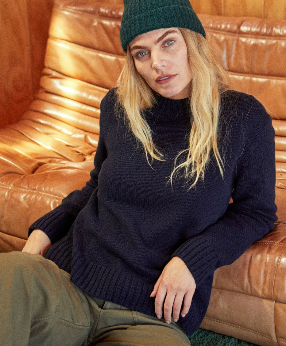 Outerknown Relaxed-Fit Black Sweater With Crew Neckline