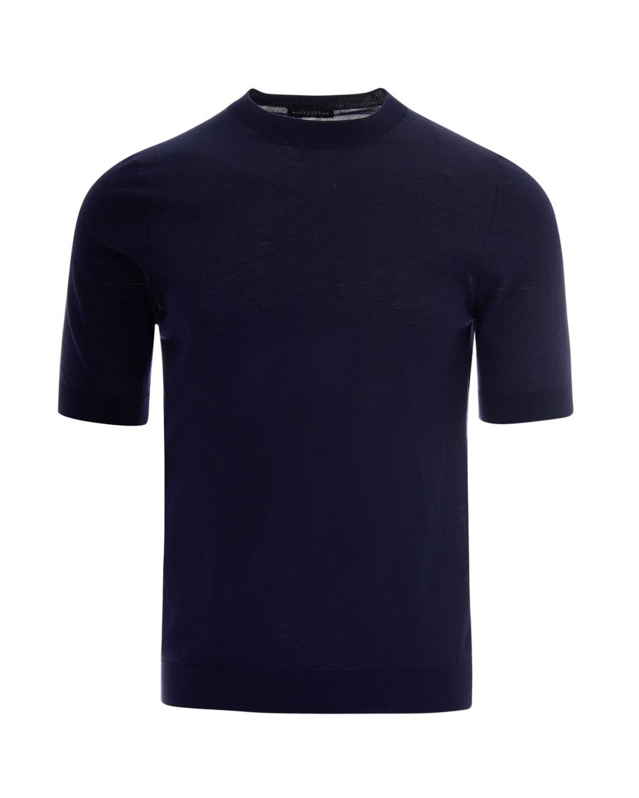 Ballantyne Short-Sleeve Slim-Fit Knit Top With Ribbed Detailing