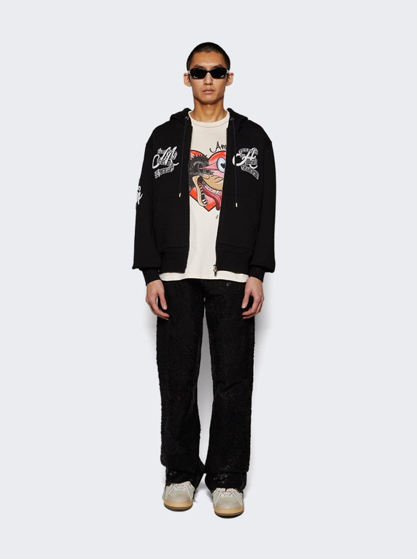 Amiri Music Club Zip Up Hoodie Black