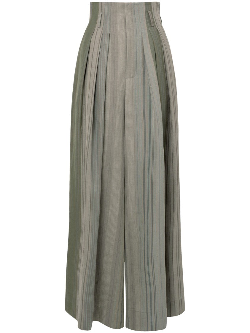 Vivienne Westwood Wide-Leg Trousers With Pleated Design And Textured Stripes