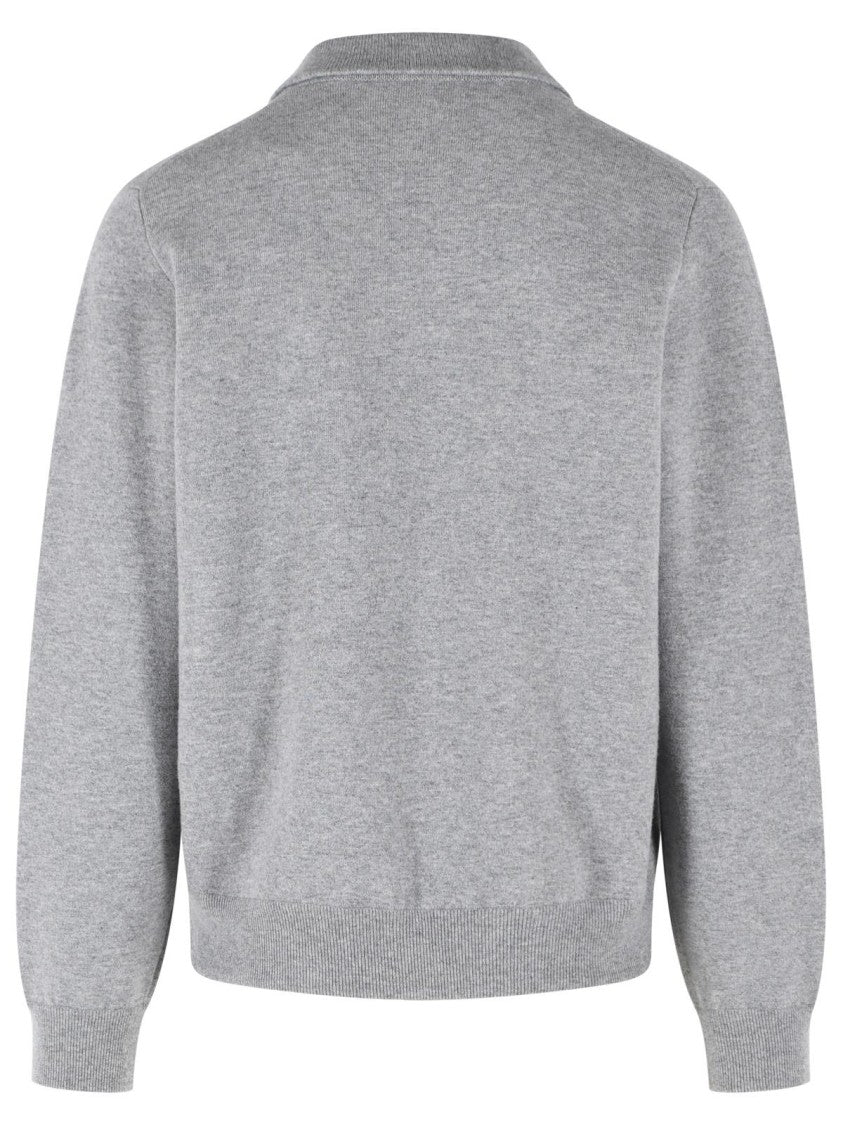 Lardini Fine Knitted Grey Wool Bomber Jacket