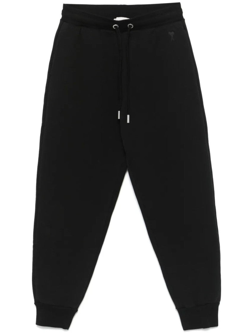 Ami Paris Relaxed-Fit Black Sweatpants With Tapered Leg