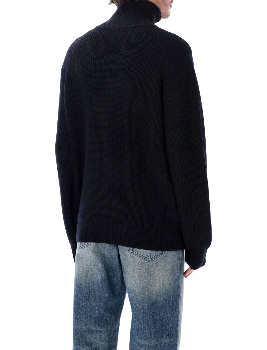 A.P.C. Ribbed Wool Dropped Shoulder Half-Zip Sweater